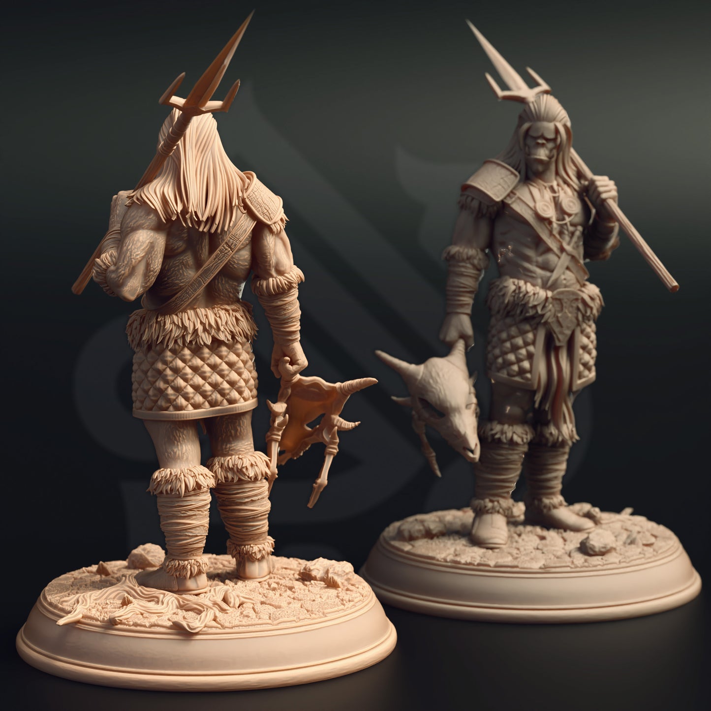 Orc Bandit Tribe Hunter Shaman Warrior Trio 32mm Scale - Orc Tribal Trio by DM Stash