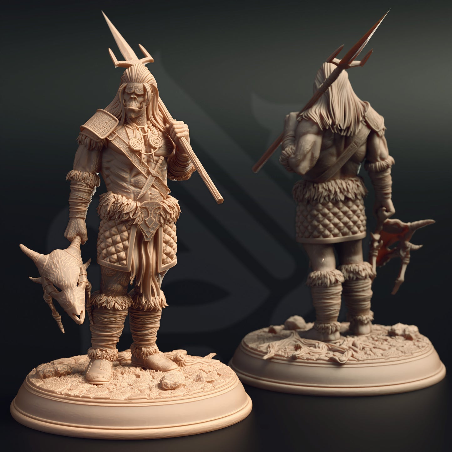 Orc Bandit Tribe Hunter Shaman Warrior Trio 32mm Scale - Orc Tribal Trio by DM Stash