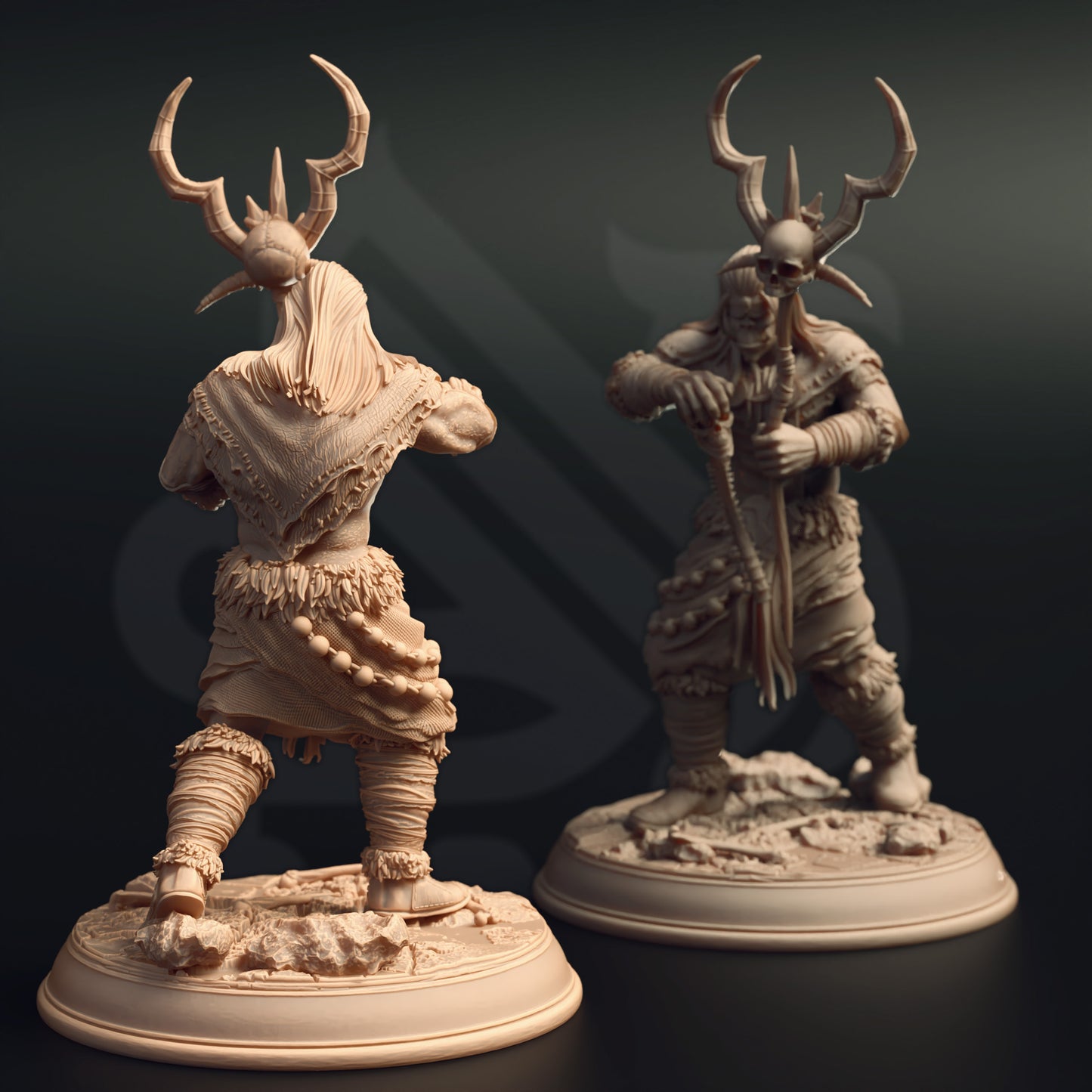 Orc Bandit Tribe Hunter Shaman Warrior Trio 32mm Scale - Orc Tribal Trio by DM Stash