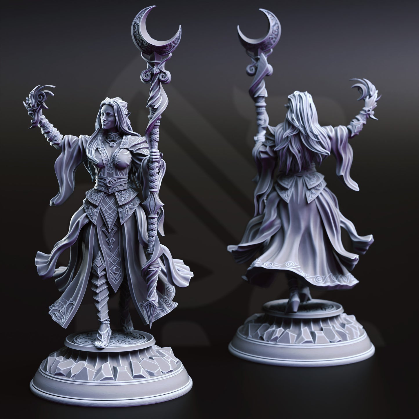 Elf Mage Female Spellcaster Genasi Staff 32mm Scale - Kadna Glydrin by DM Stash