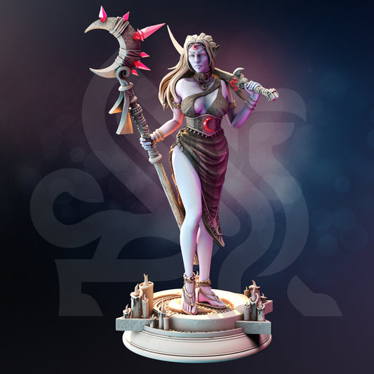 Dark Elf Female Lunar Witch Sorcerer Spellcaster 32mm Scale - Drow Moon Priestess by DM Stash
