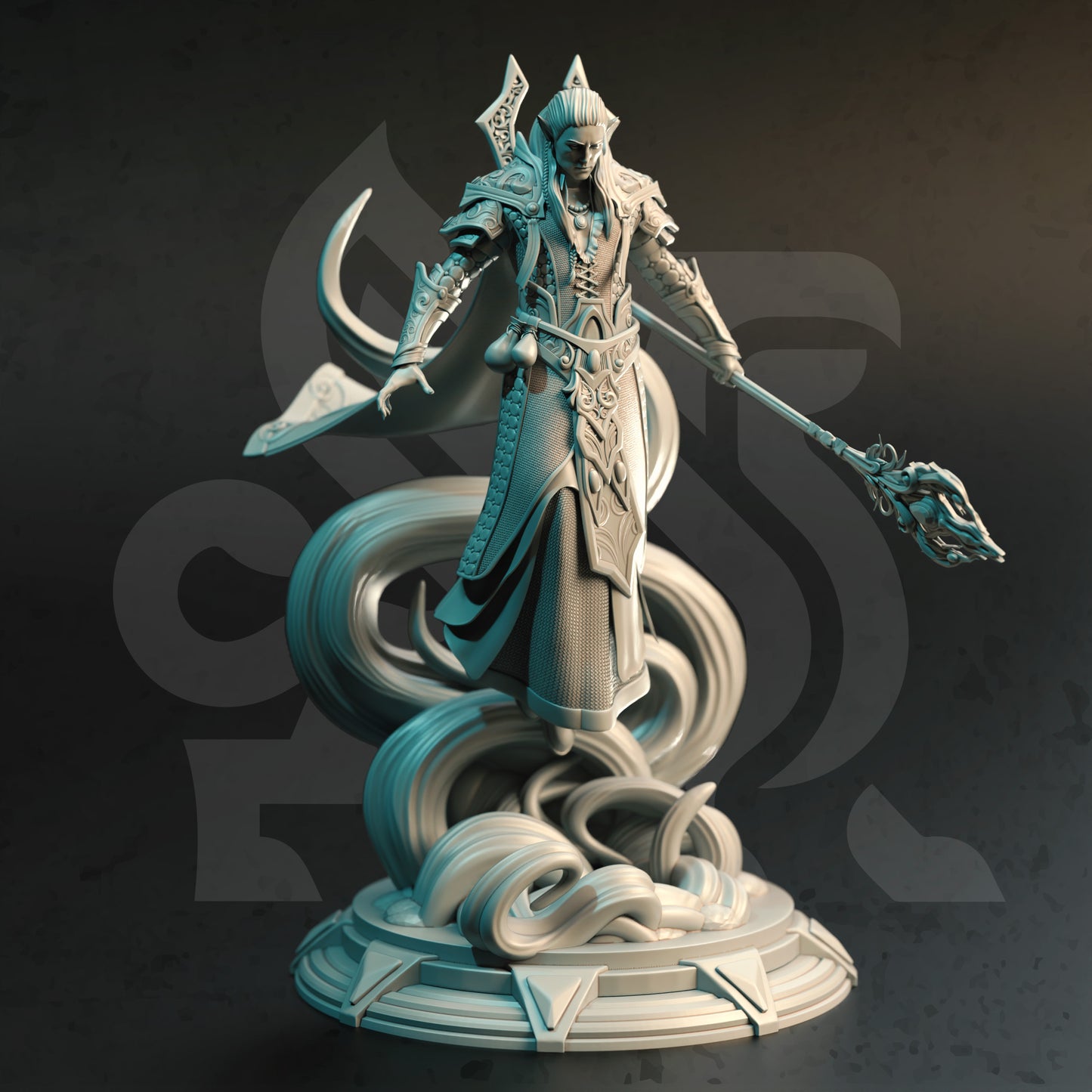 Elven Mage Wizard Spellcaster Air Genasi 32mm Scale - High Elf Master Sorcerer by DM Stash