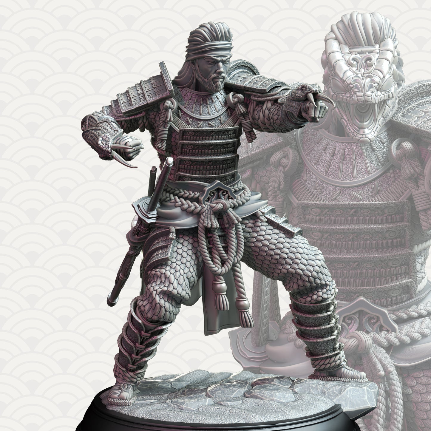 Samurai Fighter Unarmed Katana Warrior 32mm Scale - Samurai of the Serpent by DM Stash
