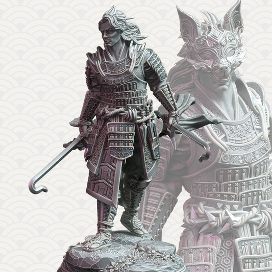 Samurai Hooksword Human Warrior Male Miniature 32mm - Kenshi by DM Stash