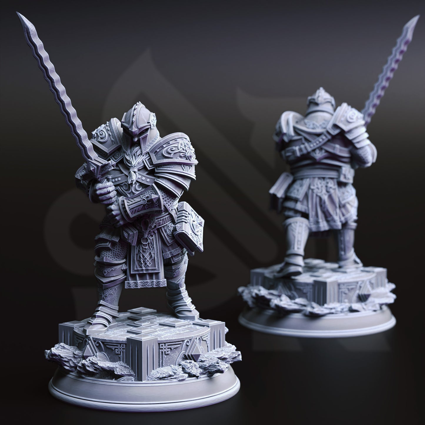 Dwarf Warrior Greatsword Fighter Paladin 32mm Scale - The Chronicler by DM Stash