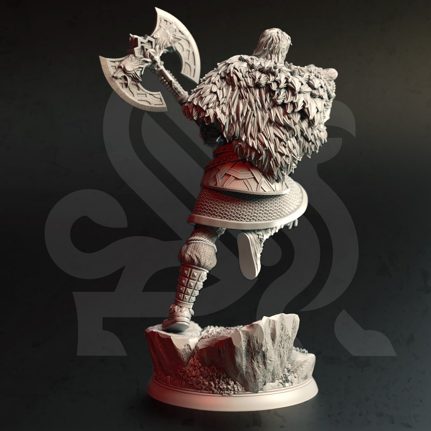 Nordic Great Axe Warrior Bear Villain 32mm Scale - Viking Barbarian King by DM Stash