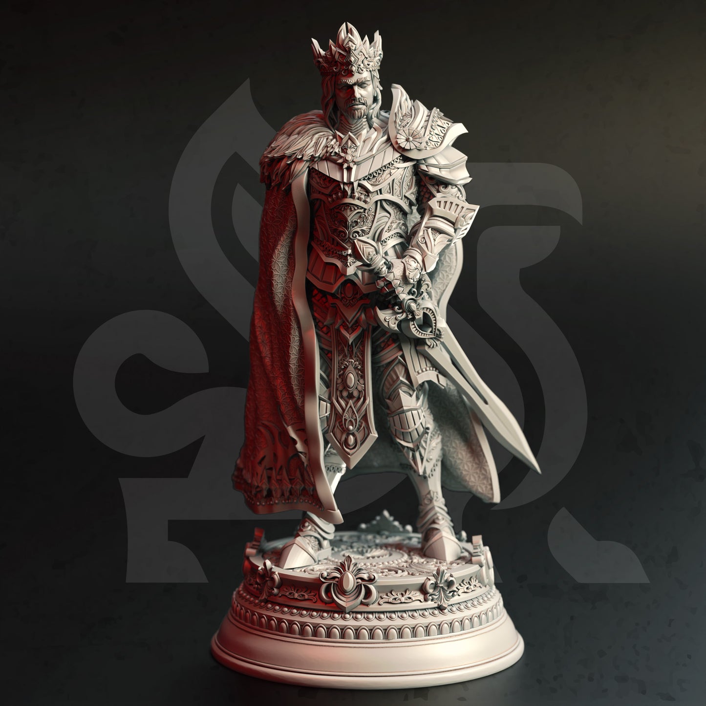 Fantasy Kingdom Ruler Noble NPC Miniature 32mm Scale - Human Warrior King by DM Stash