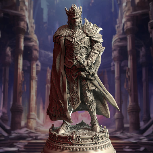 Fantasy Kingdom Ruler Noble NPC Miniature 32mm Scale - Human Warrior King by DM Stash