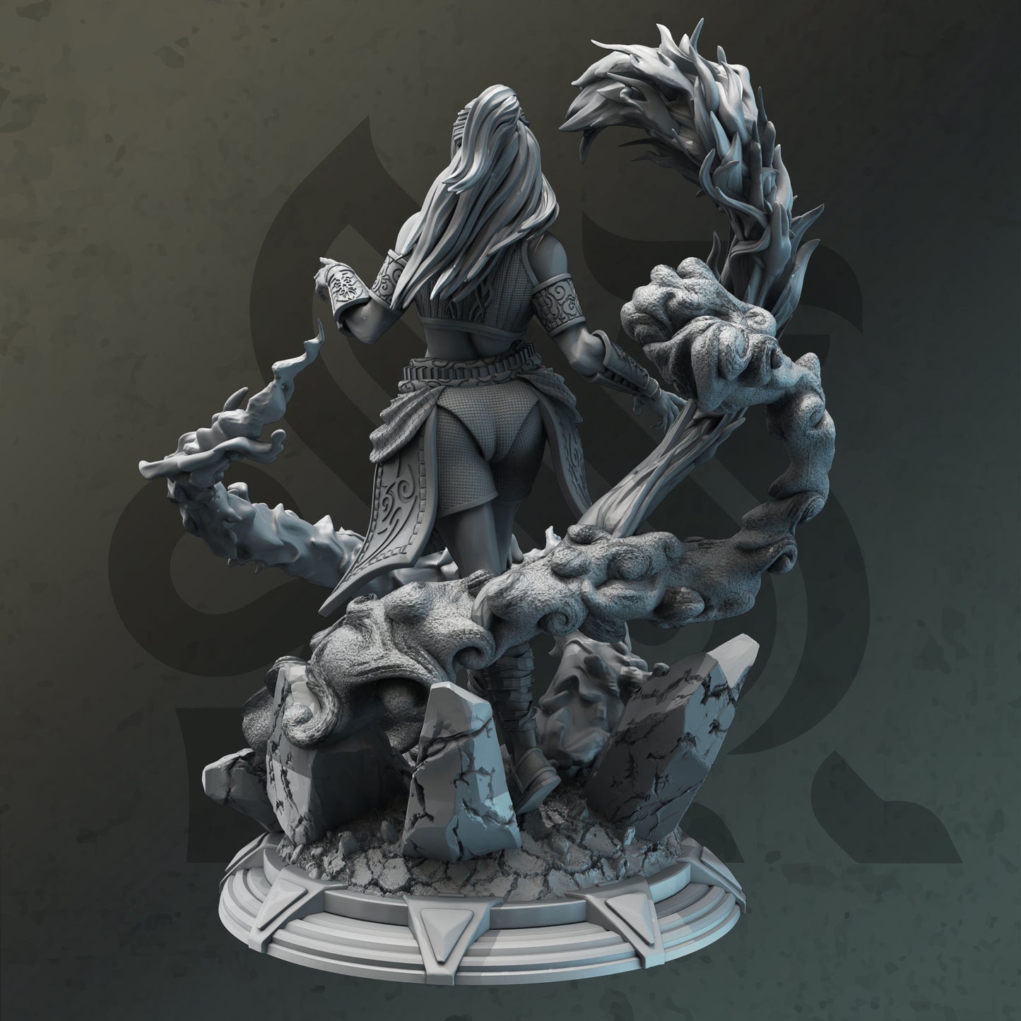 Elemental Female Genasi Monk Spellcaster Miniature 32mm Scale - Avatar of Maethromin by DM Stash