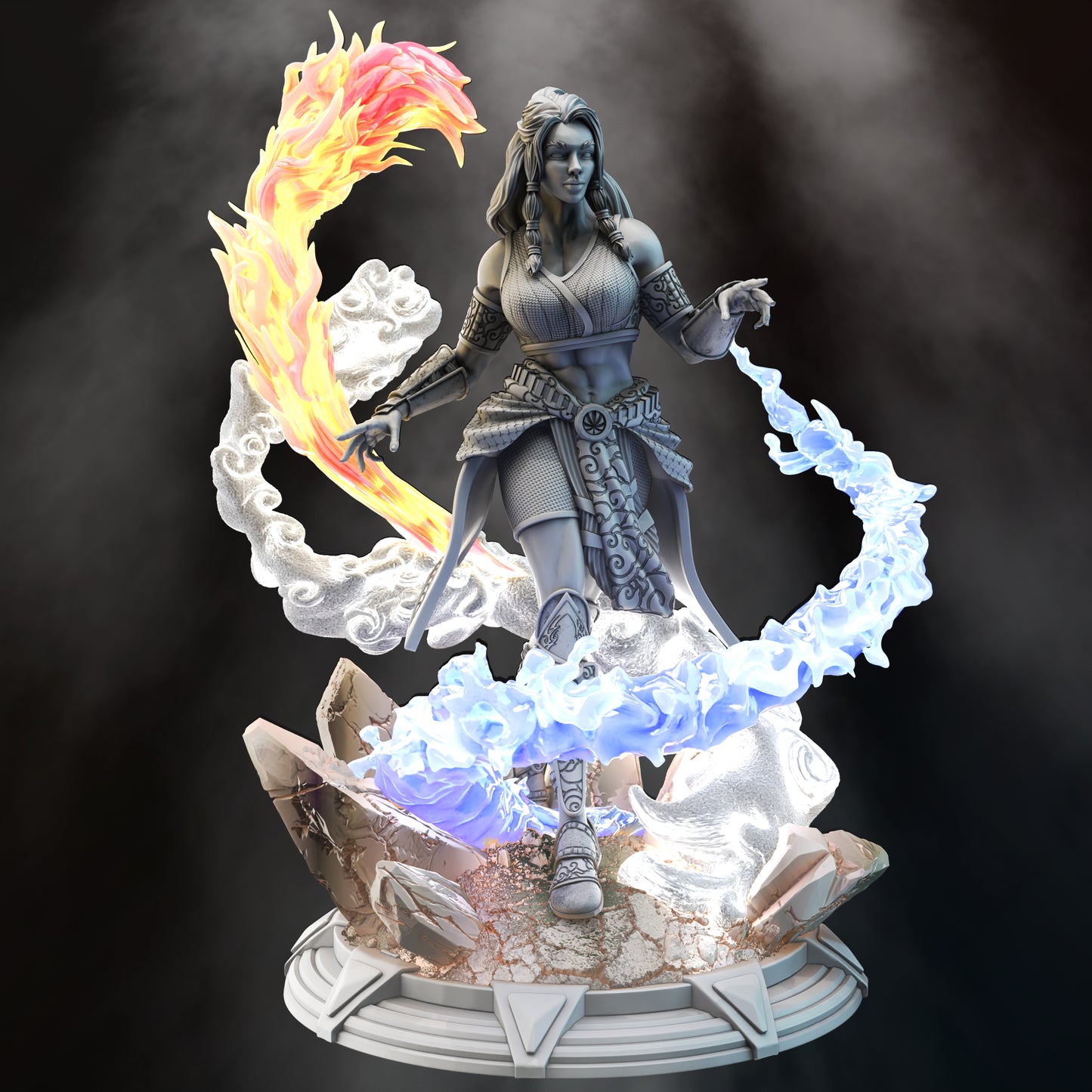 Elemental Female Genasi Monk Spellcaster Miniature 32mm Scale - Avatar of Maethromin by DM Stash