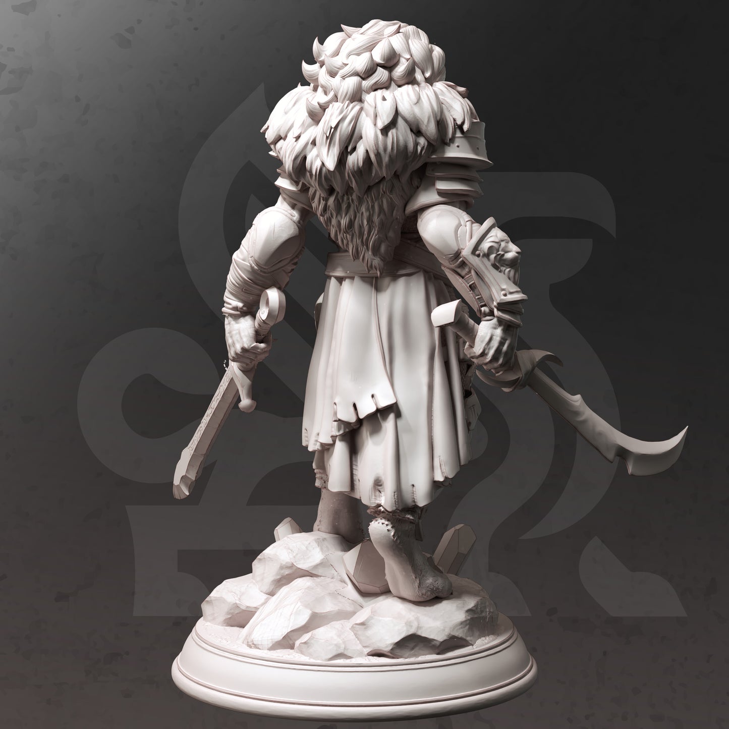 Lion Beastrace Sword Warrior Barbarian Miniature 32mm Scale - Lionfolk Bloodhunter by DM Stash