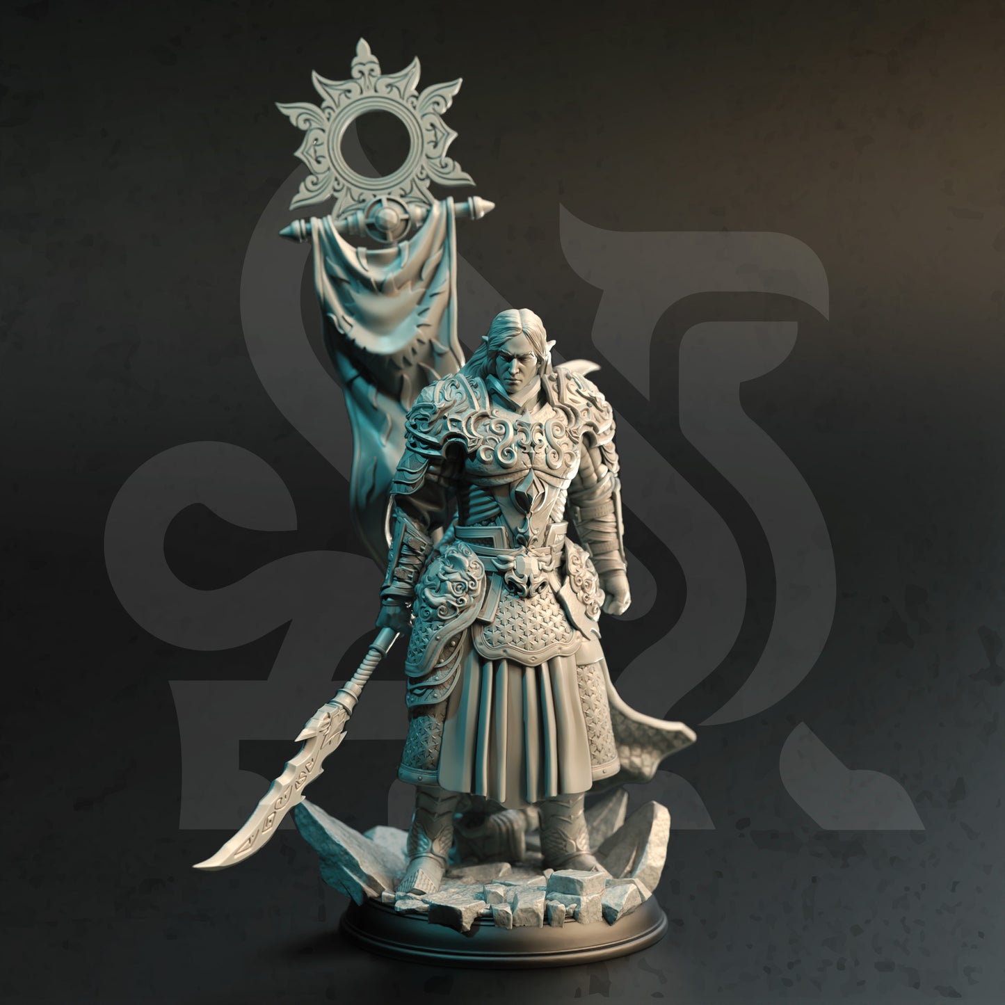 Royal Guard Elf Polearm Warrior 32mm Scale - Elven Eldritch Knight by DM Stash