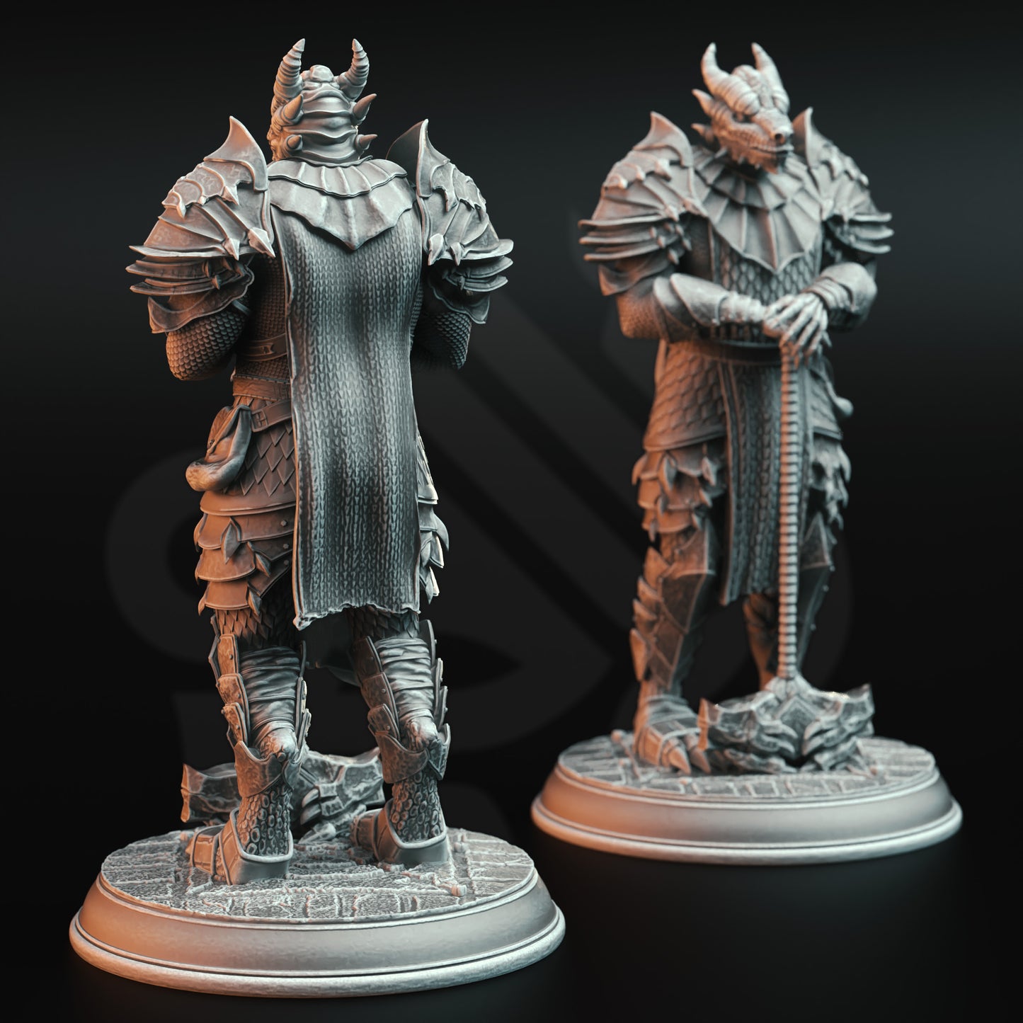 Dragonborn Warriors Spear Hammer Sword 3 forms 32mm Scale - Dragon Knights by DM Stash