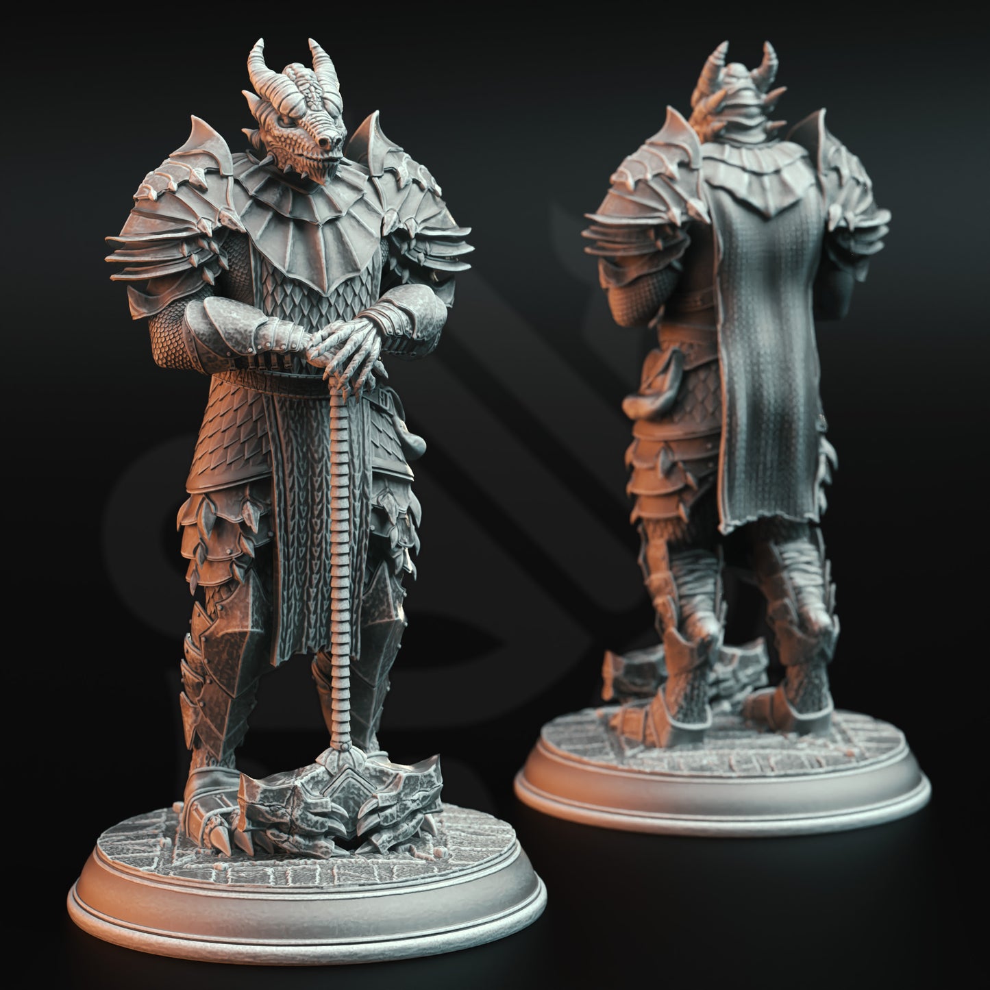 Dragonborn Warriors Spear Hammer Sword 3 forms 32mm Scale - Dragon Knights by DM Stash