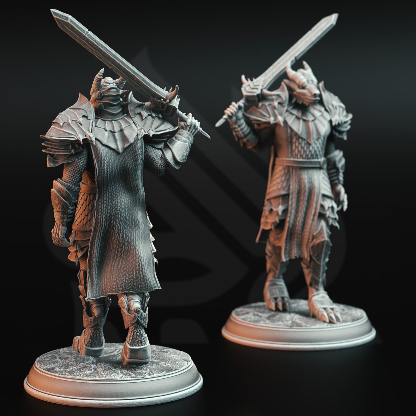 Dragonborn Warriors Spear Hammer Sword 3 forms 32mm Scale - Dragon Knights by DM Stash