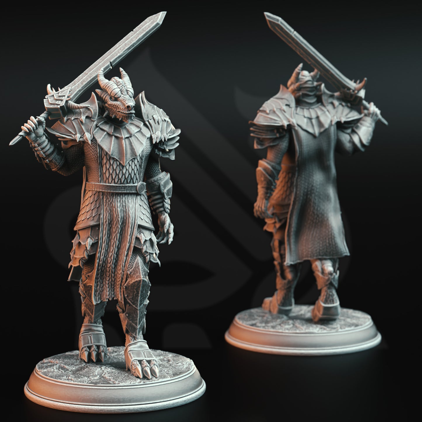 Dragonborn Warriors Spear Hammer Sword 3 forms 32mm Scale - Dragon Knights by DM Stash