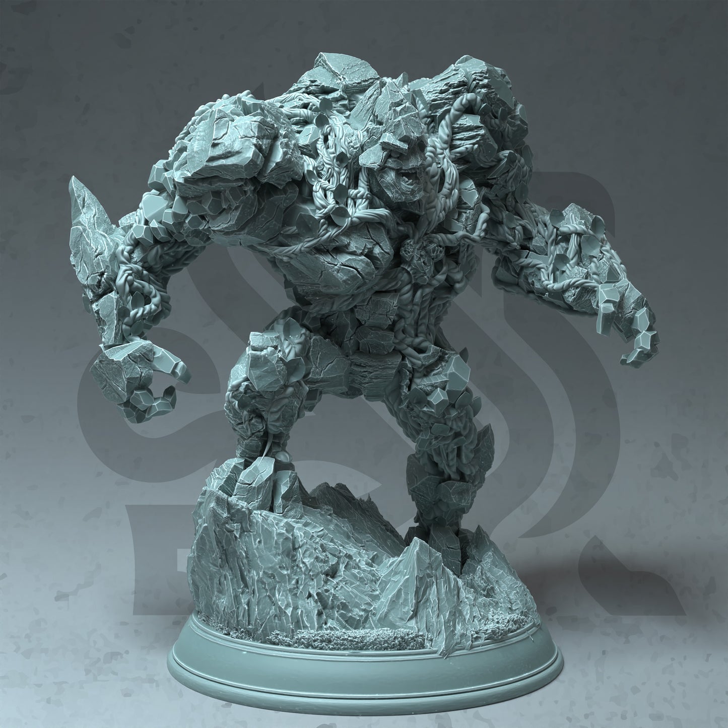 Stone Construct Earth Elemental Monster 32mm Scale - Elite Rock Golem by DM Stash