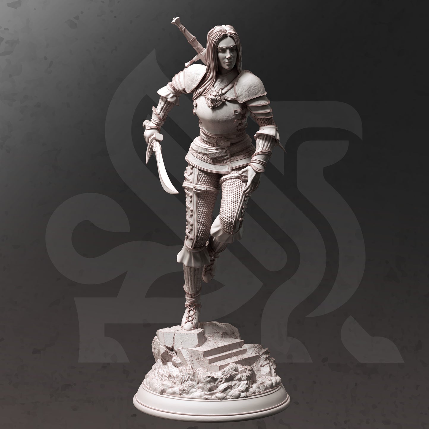 Rogue Female Monster Slayer Warrior Miniature 32mm Scale - Young Master Bloodhunter by DM Stash