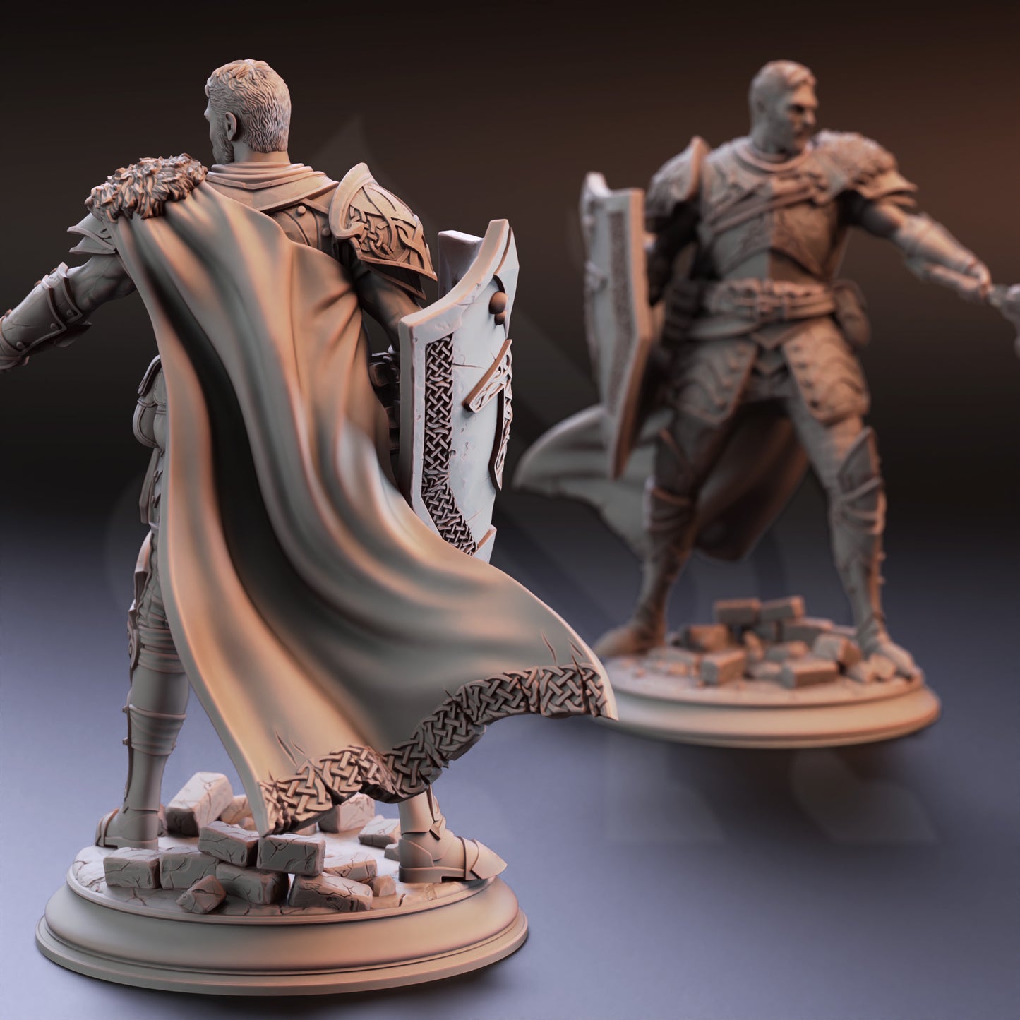 Royal Knight Swordsman Fighter Shielded Miniature 32mm Scale - Paladin of Renmaeth by DM Stash