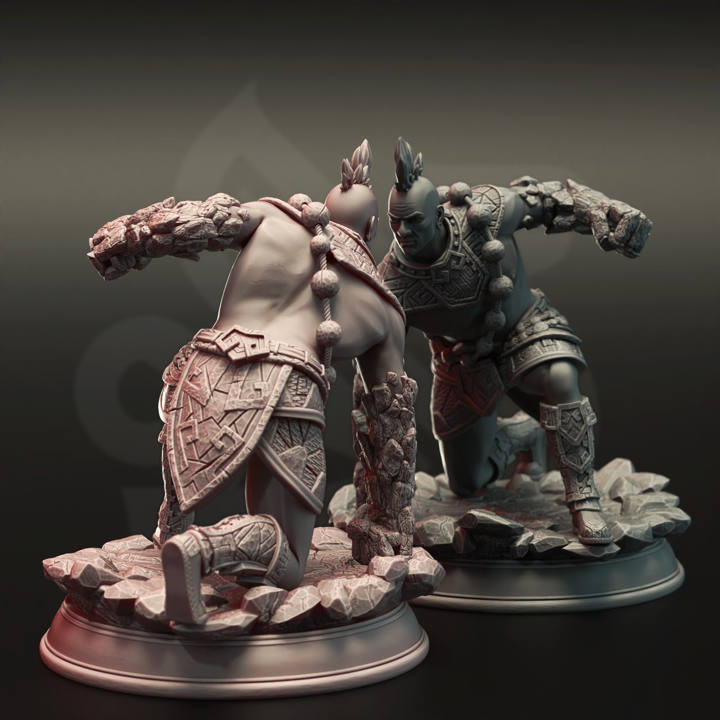 Unarmed Elemental Fighter Male Miniature  32mm Scale - Earth Genasi Brawler by DM Stash