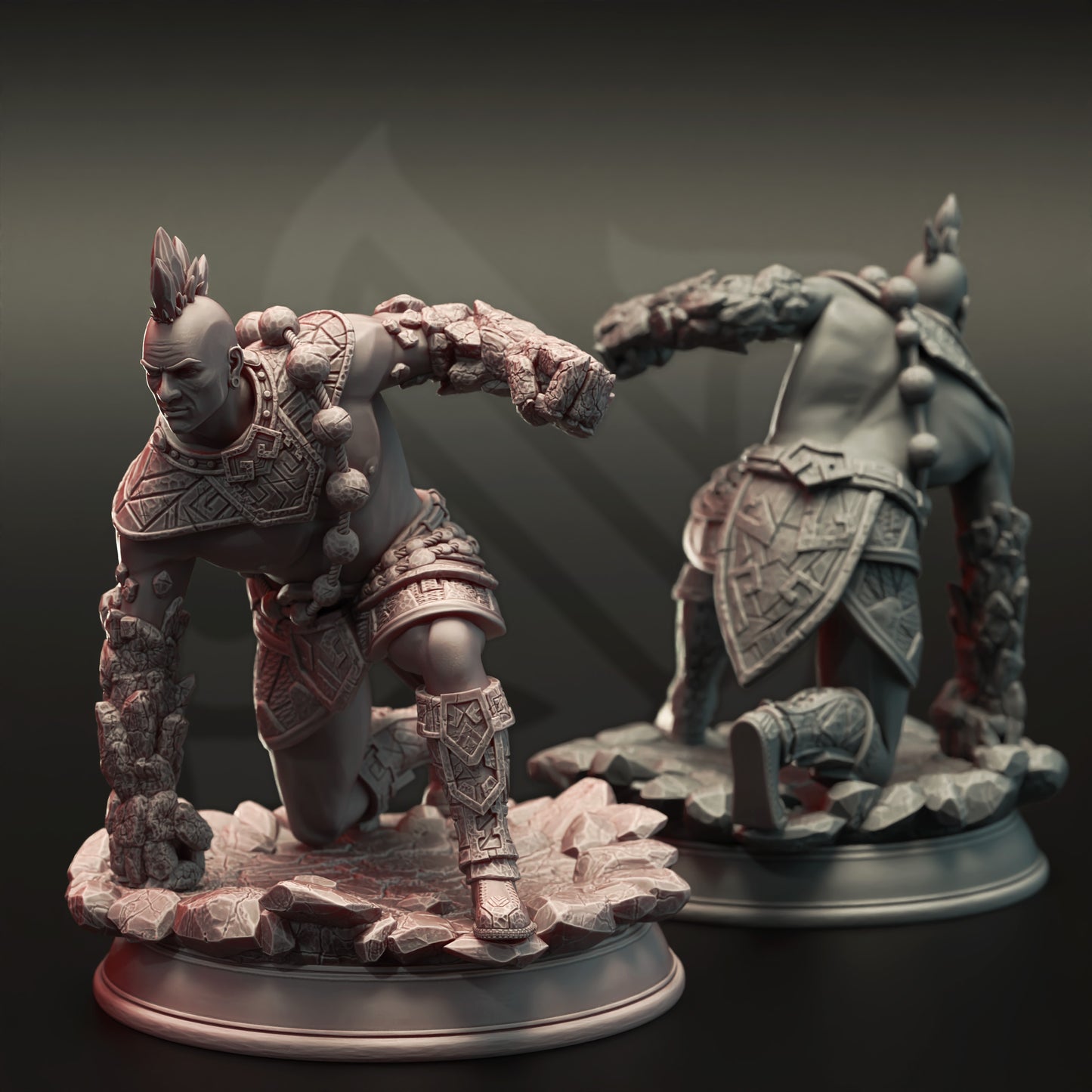 Unarmed Elemental Fighter Male Miniature  32mm Scale - Earth Genasi Brawler by DM Stash