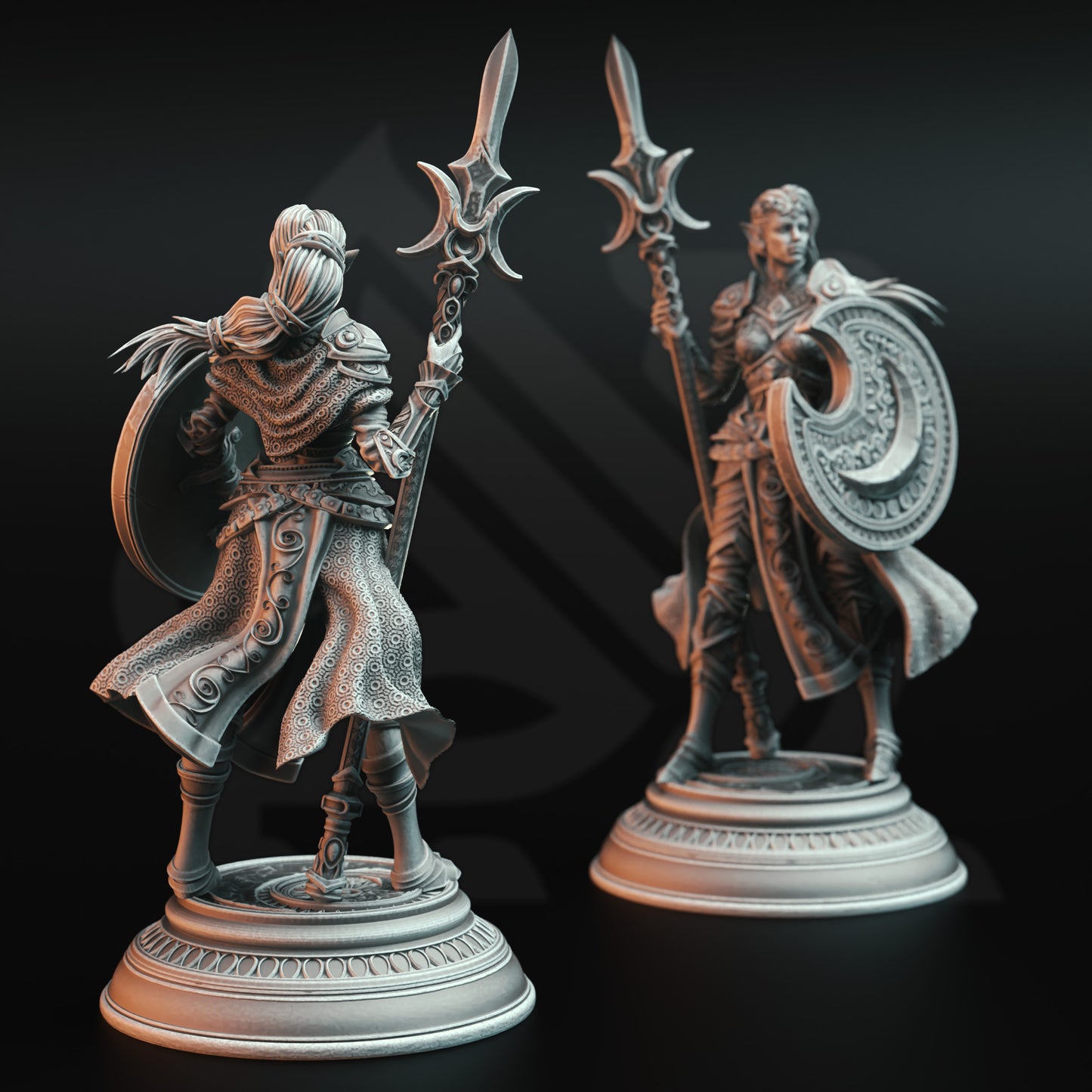 Elf Paladin Female Warrior Spear Polearm Shield 32mm Scale - Cleric of the Moon by DM Stash