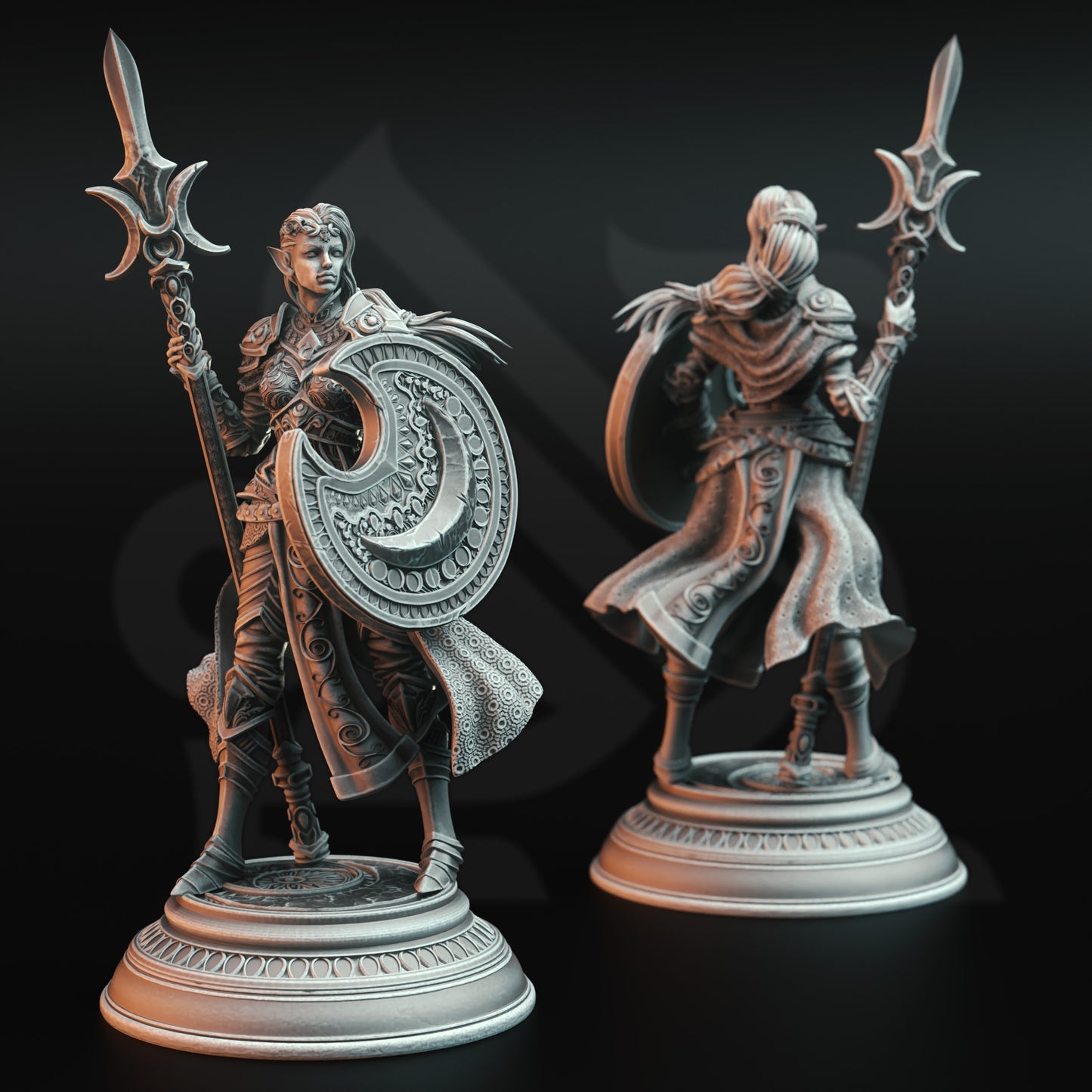 Elf Paladin Female Warrior Spear Polearm Shield 32mm Scale - Cleric of the Moon by DM Stash