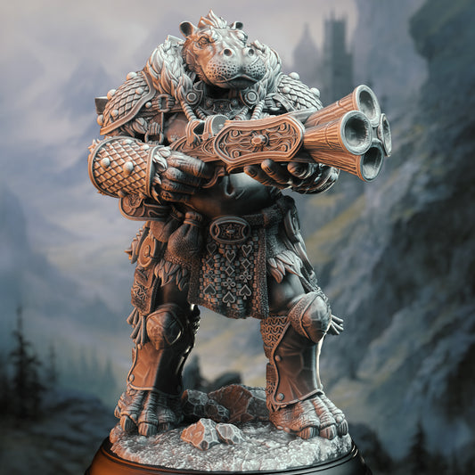 Hippofolk Barbarian Axe Blunderbuss Warrior 32mm Scale - Giff Dragon Hunter by DM Stash