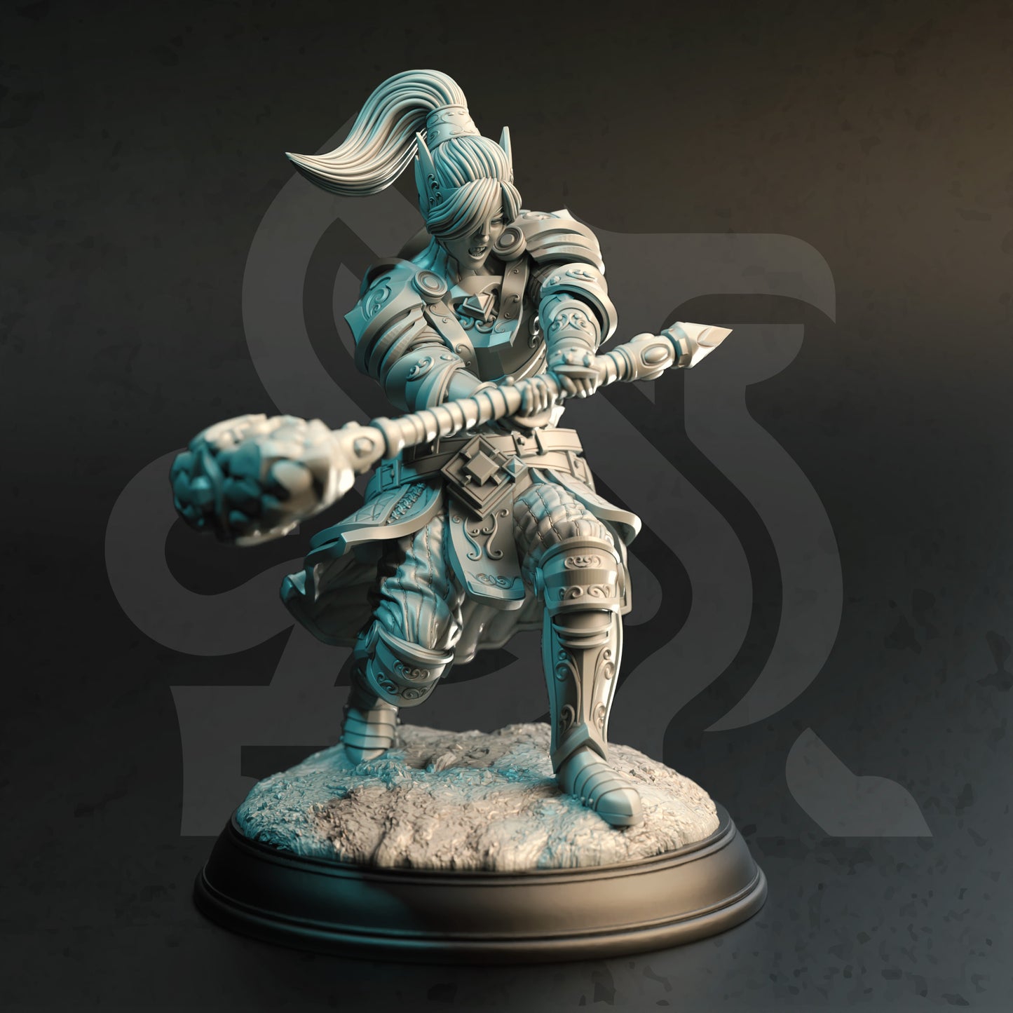 Elf Paladin Female Warrior Hammer 32mm Scale - Cleric of the Arcane by DM Stash