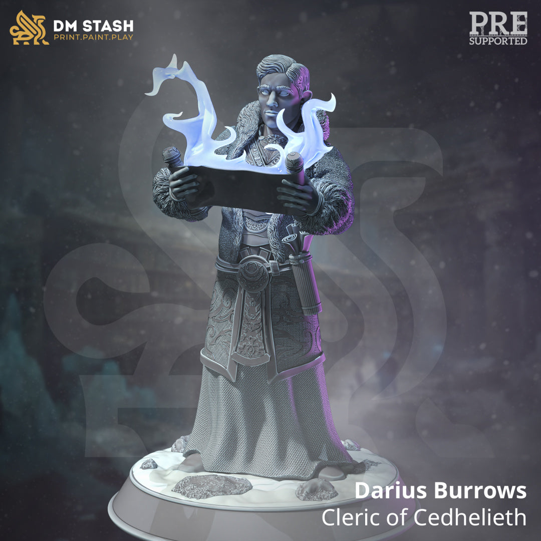 Spellbook Caster Gnome Mage Wizard 32mm Scale - Halfling Snow Cleric by DM Stash