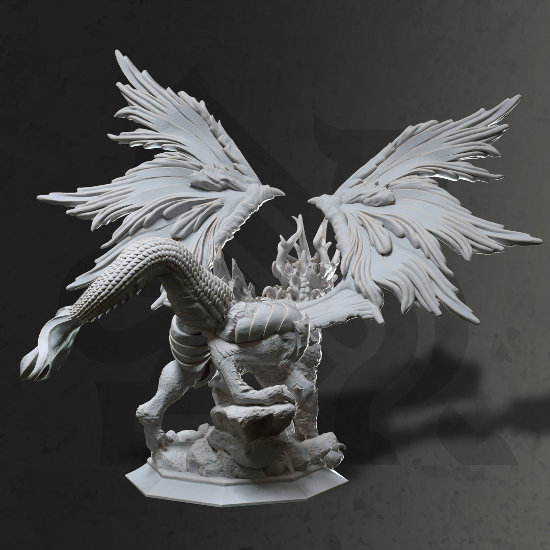 Dark Dragon Gargantuan Monster Boss 32mm Scale - Ancient Lunar Dragon by DM Stash