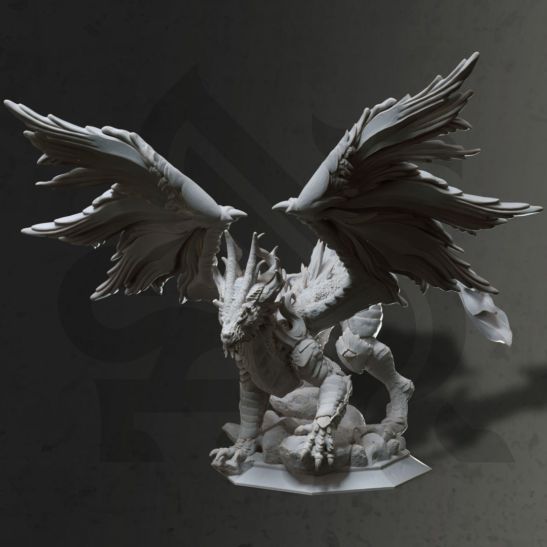 Dark Dragon Gargantuan Monster Boss 32mm Scale - Ancient Lunar Dragon by DM Stash
