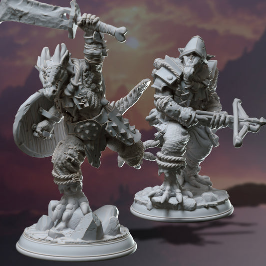 Dragonborn Bandit Minion Duo 32mm Scale Kobold Infantry Sharpshooter Pair by DM Stash