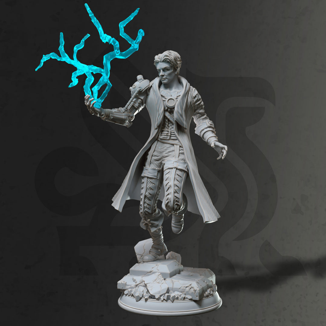 Mad Scientist Wizard Steampunk Spellcaster Genasi 32mm Scale - Clockwork Artificer by DM Stash