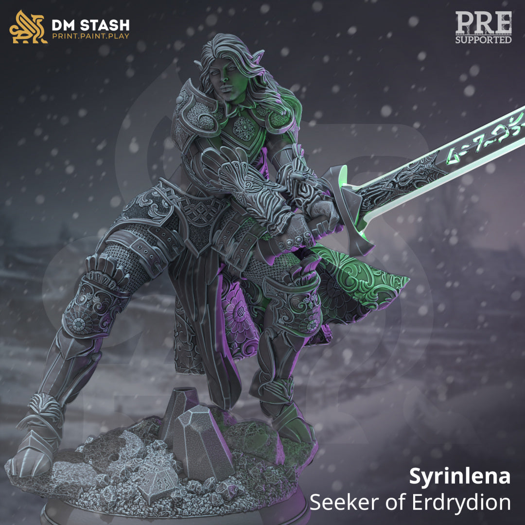 Elven Female Fighter Knight Greatsword 32mm Scale - Elf Righteous Holy Paladin by DM Stash