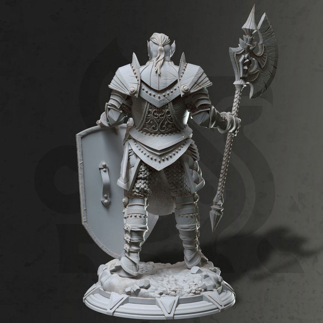 Orc Warrior Headsman Axe Shield Fighter 32mm Scale - Noble Orc Knight by DM Stash