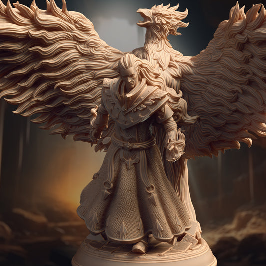 Phoenix Elemental Wizard Spellcaster Mage 32mm Scale - Fire Genasi Pyromancer by DM Stash