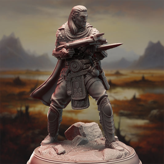 Serpentfolk Drow Crossbow Rogue Miniature 32mm Scale - Rogue Assassin by DM Stash