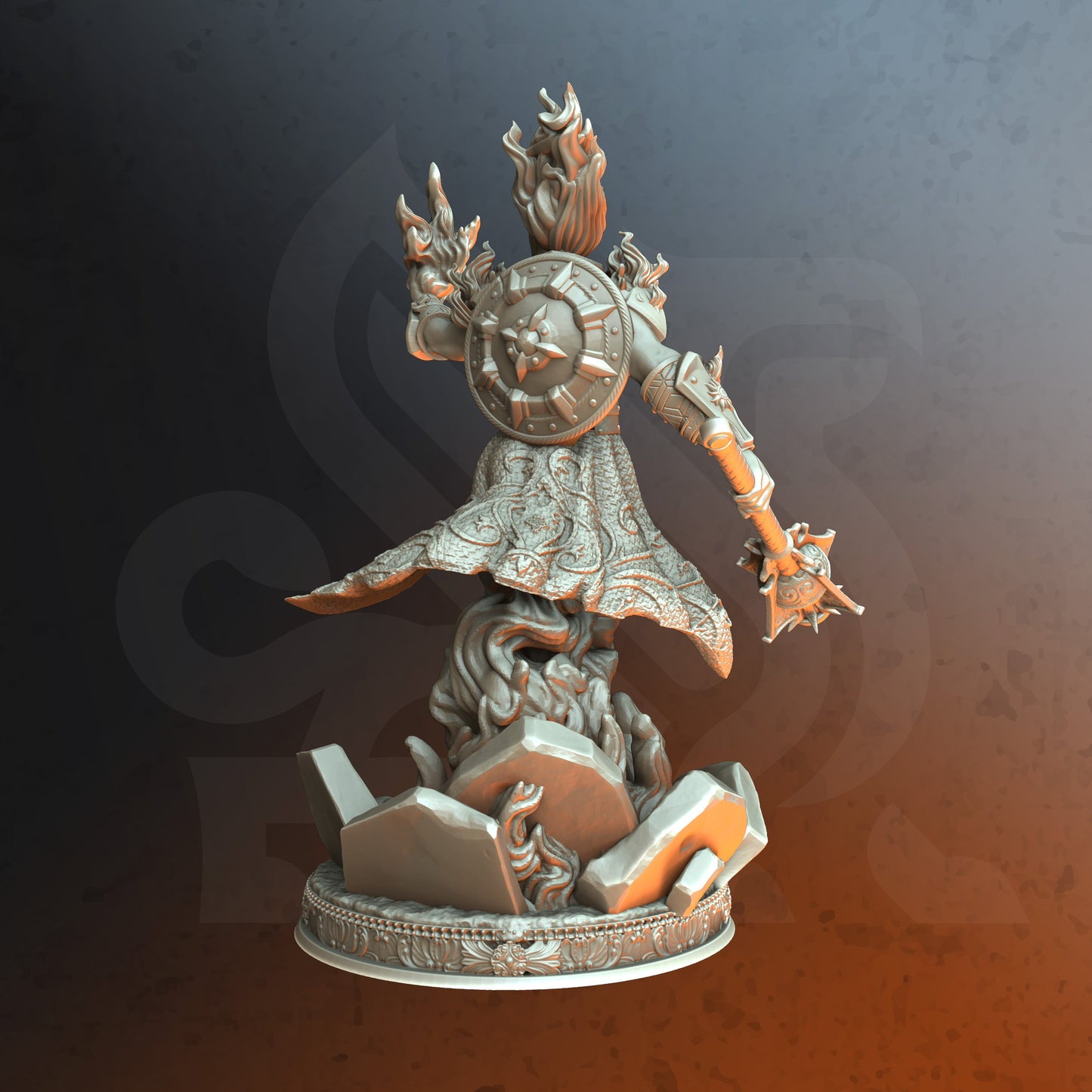 Fire Genasi Elemental Spellcaster Miniature 32mm Scale - Sun Cleric by DM Stash