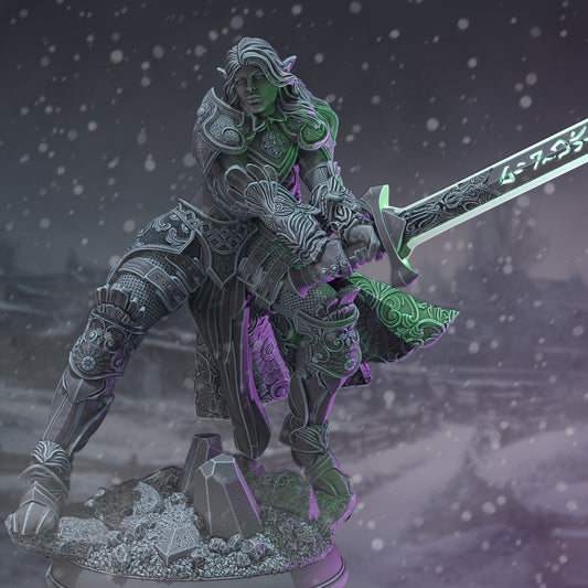 Elven Female Fighter Knight Greatsword 32mm Scale - Elf Righteous Holy Paladin by DM Stash