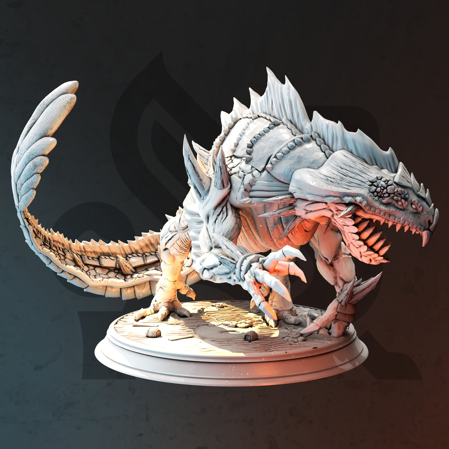 Amphibious Predator Dinosaur Monster Boss Enemy 32mm Scale - Lizard King of the Sea by DM Stash
