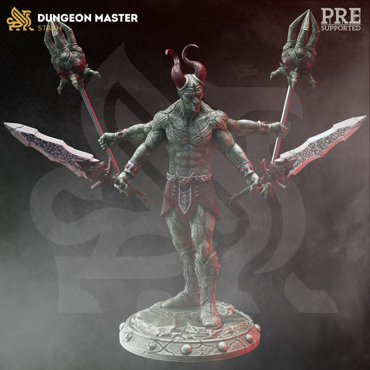Demonic Four-Arm Fighter Gargoyle Monster 32mm Scale - Obsidian Demon by DM Stash