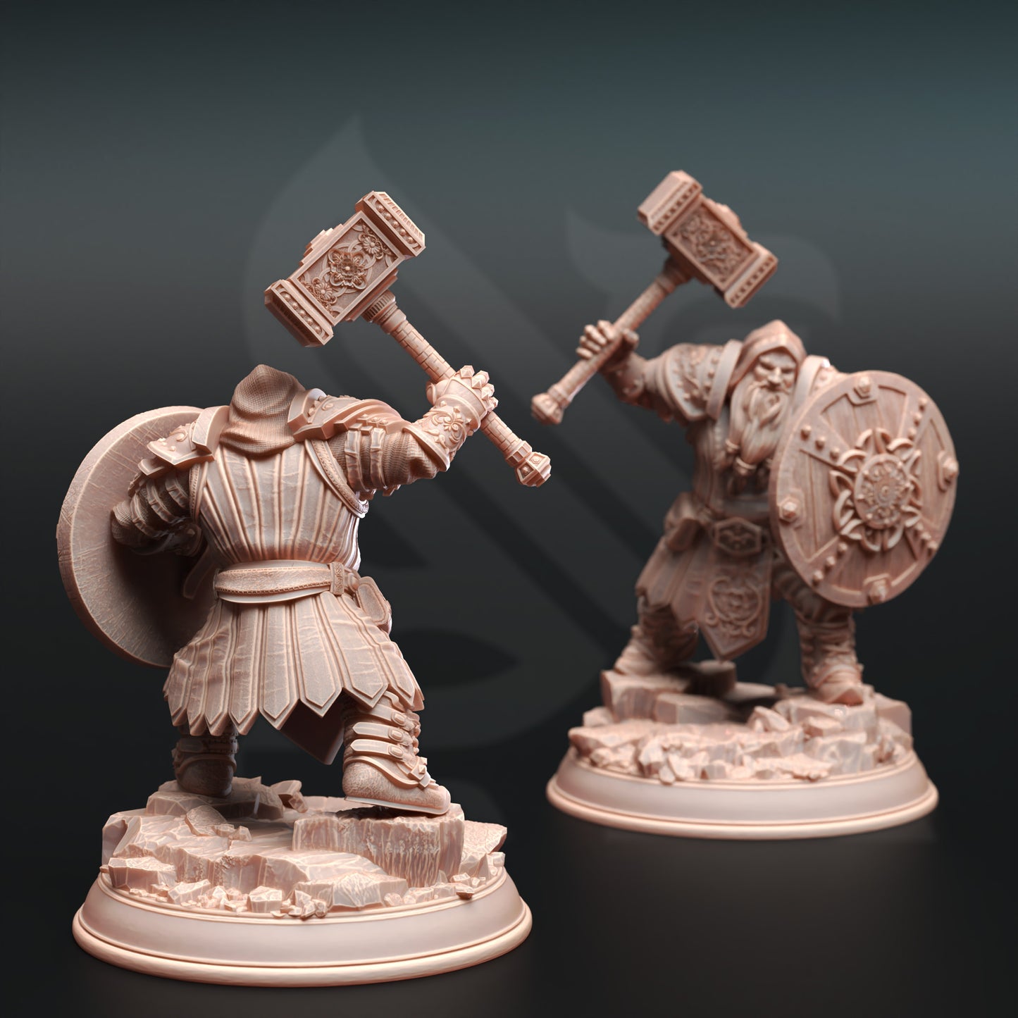Dwarf Warrior Hammer Shield Paladin 32mm Scale - Dwarven Cleric by DM Stash