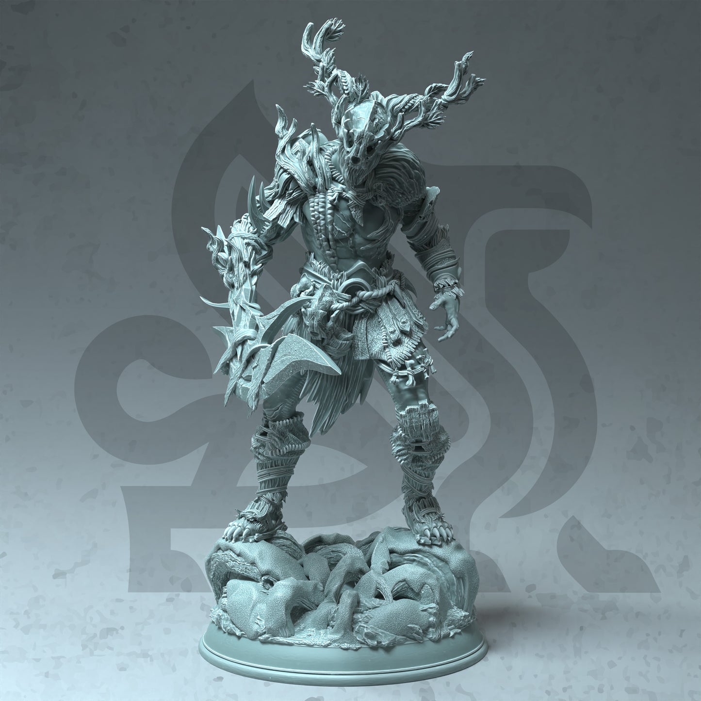 Tribal Druid Shapeshifter Warrior Villain 32mm Scale - Infused Druidic Barbarian by DM Stash