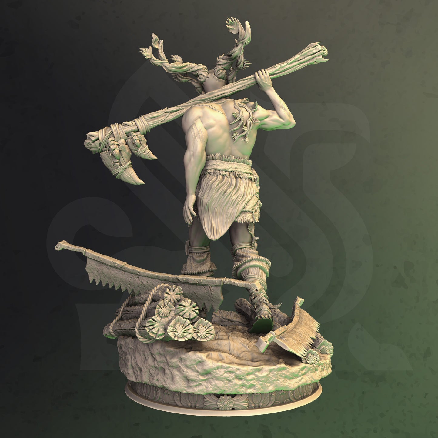 Nature Guardian Cultist Warrior Butcher Villain 32mm Scale - Druidic Barbarian by DM Stash