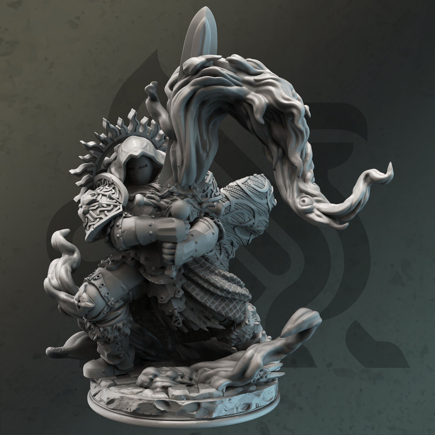 Flamesword Warlock Eldritch Knight Warrior 32mm Scale - Paladin Crusader of the Flame by DM Stash