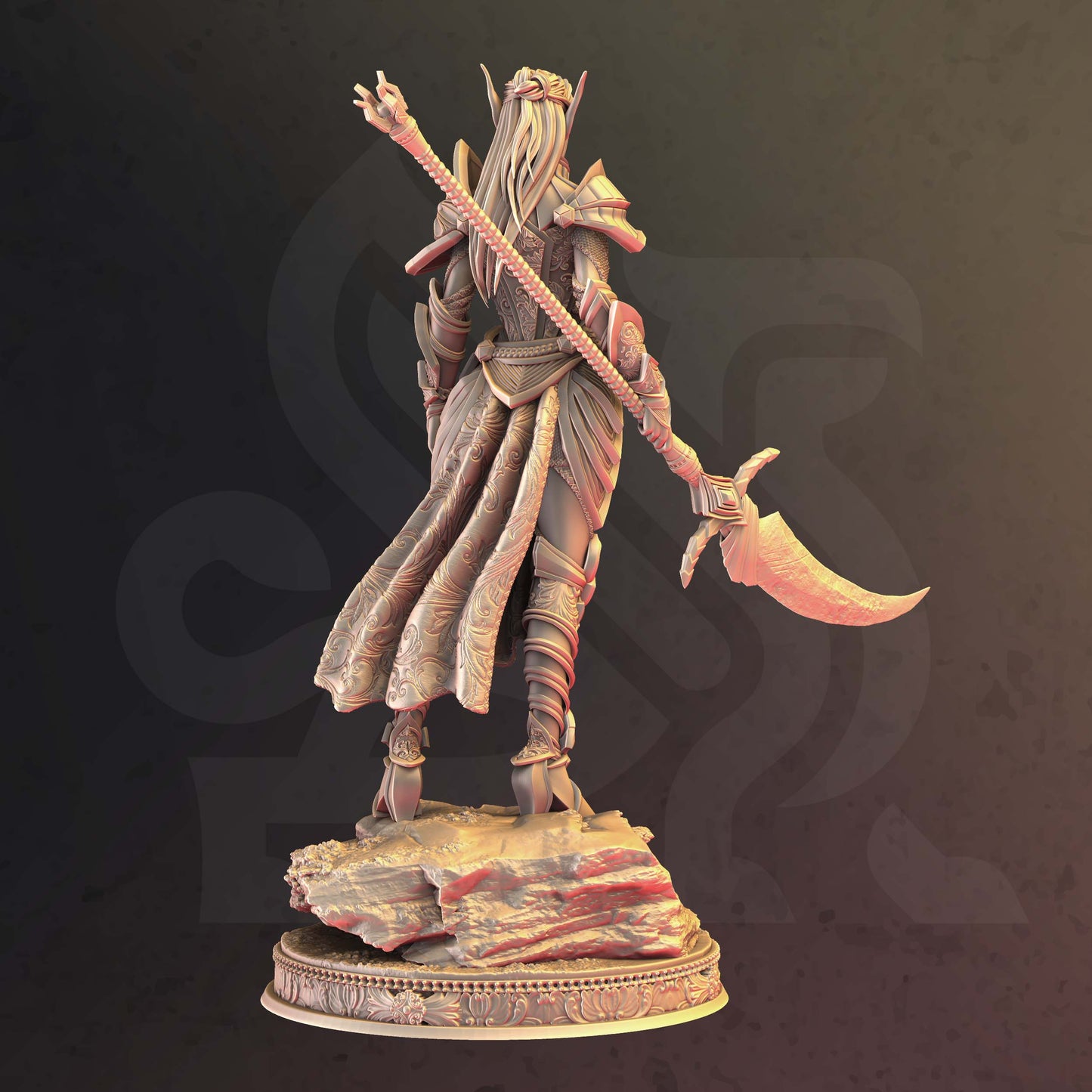 Dark Elf Female Soldier Spear Warrior 32mm Scale - Elven Paladin of War by DM Stash