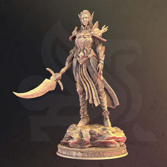 Dark Elf Female Soldier Spear Warrior 32mm Scale - Elven Paladin of War by DM Stash