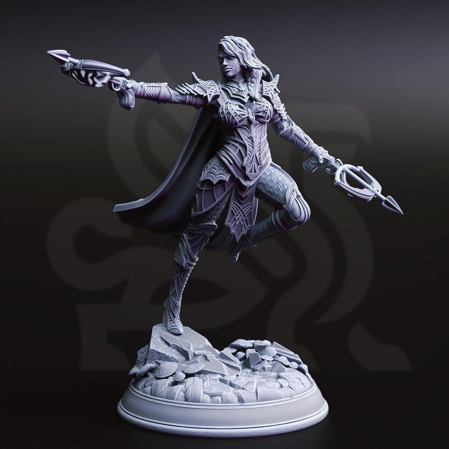 Demon Hunter Female Crossbow Rogue Miniature 32mm Scale - Drow Assassin by DM Stash