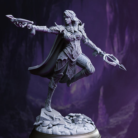 Demon Hunter Female Crossbow Rogue Miniature 32mm Scale - Drow Assassin by DM Stash